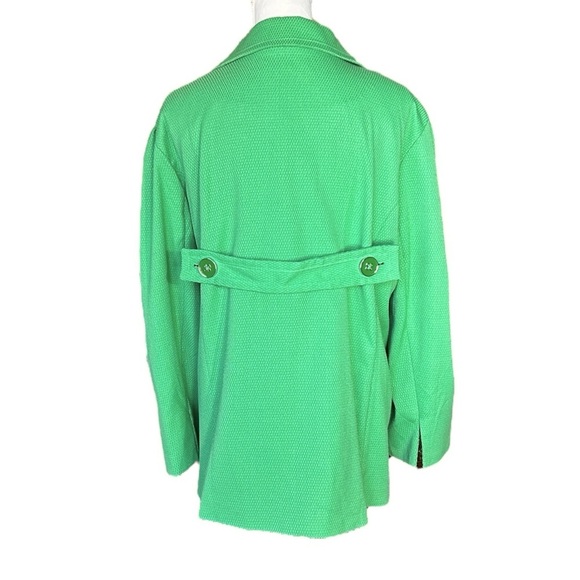 DIALOGUE Textured Green Jacket sz 3X Lined 3/4 Sleeve Pockets Relaxed Spring - Picture 2 of 9